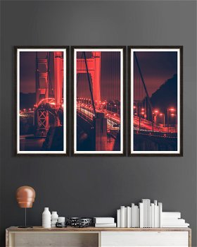 Tablou 3 piese Framed Art Golden Gate Lights Triptych