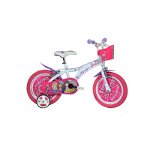 Bicicleta Dino Bikes pentru copii, 14" , Barbie, Alb