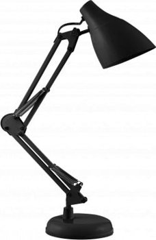 Lampa de birou VIRONE DIAN DL-1/B, E27, 60 W, 3 articulatii mobile, cablu 110 cm cu comutator, otel, negru, Orno