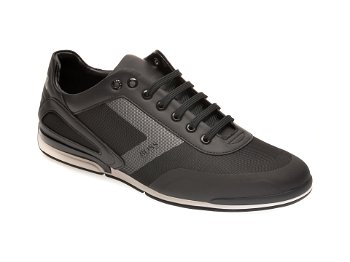 Pantofi sport HUGO BOSS negri, 9553, din material textil si piele ecologica