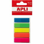 Index autoadeziv APLI, 12 x45 mm, plastic, 5 x 25 file, diverse culori