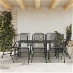 Set de masă pentru grădină, 9 piese, plasă metalică antracit, Casa Practica