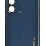 Husa eleganta din piele ecologica pentru Samsung Galaxy S22 Plus cu accente aurii, Albastru inchis, OEM