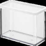 Cutie depozitare plastic rectangulara transparenta cu capac alb Rotho Loft 2.1 L, Rotho