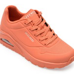 Pantofi SKECHERS portocalii, UNO, din piele ecologica, Skechers