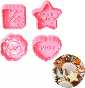 Set de 4 forme de prajituri Bavooty, plastic, roz,