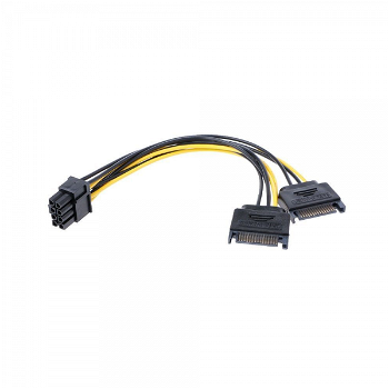 Cablu convertor alimentare PCI-E 8 (6+2) pini tata la 2 x SATA 15 Pini tata 20 cm, PLS