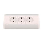 Priza pentru mobilier ORNO OR-GM-9001/W-G(GS), 16A, 3680W, 3 prize Schuko, lungime cablu 0.6 m, alb/argintiu