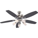 Ventilator de tavan 40W, 5xE14, reversibil, 3 trepte viteza, 2 fete, gri-maro, Globo