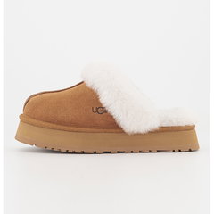 Papuci de casa din piele intoarsa cu captuseala din lana Disquette, UGG