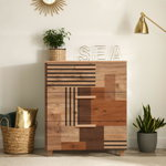 Comoda Leva Gravis Colorblock Dresser, Stejar, 43x95x80 cm, Vella