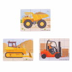 Set 3 puzzle din lemn Vehicule pentru constructii, BigJigs