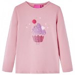 Tricou de copii cu mâneci lungi, imprimeu înghețată, roz deschis, 116, Casa Practica