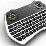 Mini tastatura Rii i28C, wireless, iluminata, touchpad, pentru Computer, Smart TV Negru, Rii tek