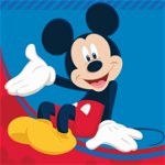 Patura Polar, Copii, Disney Mickey Mouse, 100 x 140 cm, Albastru/Rosu