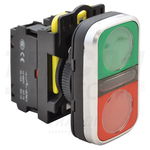 Buton dublu pornit-oprit, verde + rosu NYG3-D 1×NO+1×NC, 5A/230V AC-15, IP65, Tracon