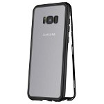 Husa Samsung Galaxy S8 Plus Magnetica 360 grade Black, Perfect Fit cu spate de sticla securizata premium + folie de protectie gratis, MyStyle