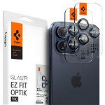 Set 6 protectii sticla camera foto Spigen Optik EZ FIT compatibil cu iPhone 14 Pro / 14 Pro Max / 15 Pro / 15 Pro Max Blue Titanium, Spigen