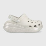 Crocs papuci Classic Crush Glitter Clog femei, culoarea gri, cu platforma, 208256, Crocs