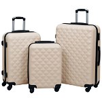 vidaXL Set de valize cu carcasă rigidă, 3 piese, auriu, ABS, vidaXL