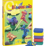 Set Dinomania - Set creativ de confecționat forme din argilă colorată, Totum