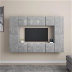 vidaXL Set de dulapuri TV, 8 piese, gri beton, lemn prelucrat, vidaXL