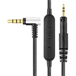 Cablu audio PadForce de 1.20m cu microfon si volume control incorporat pentru casti Audio-Technica ATH-M50X / M40X / M70X, Sennheiser HD598 / HD518, Negru, PadForce