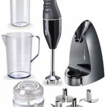 Mixer vertical Bamix Selection, 2 Viteze, Reglare automata, 4 Lame, Vas 1 l, Vas 400 ml, 200 W (Negru)