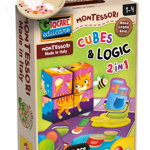 Puzzle din lemn 2 in 1, Lisciani, Baby Montessori, Cuburi, 46 piese, Lisciani