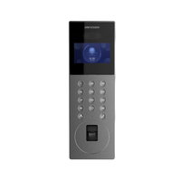 Videointerfon de exterior IP cu recunoastere faciala si amprenta digitala Hikvision DS-KD9203-FE6, recunoaste pana la 5000 imagini, Hikvision