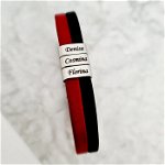 Bratara barbateasca Red Chilli - 3 Elemente inox arginti - Piele in 2 culori cu inchizatoare clips din inox, Chic Bijoux