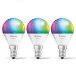 Pachet 3 becuri LED RGBW 4.9W E14 inteligente Ledvance Smart+ WiFi P40 dimabil 470 lm lumina alba si colorata (2700-6500K) compatibil cu Amazon Alexa / Google Assistant, LEDVANCE