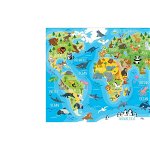 Puzzle Educa - Animals World Map, 150 piese (18115), Educa