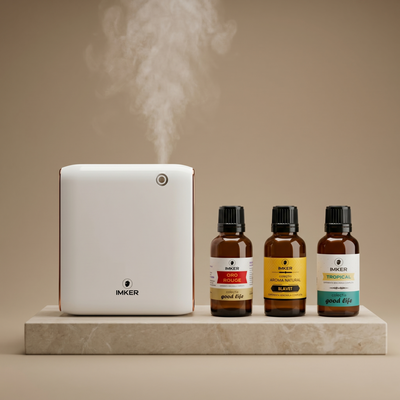 Pachet IMKER Exclusive Atmosphere - set de parfumare cu difuzor M03 si 3 parfumuri ambientale premium Alb, IMKER