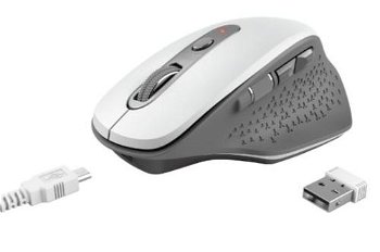 Mouse wireless Trust Ozaa, ergonomic, dual scroll, reincarcabil, Alb