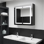 Dulap de baie cu oglindă și LED, 80x12,2x68 cm, Casa Practica