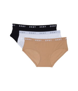 Imbracaminte Femei DKNY Intimates 3-Pack Microfiber Logo Bikini BlackWhiteWhiteGreyGlowWhite