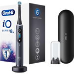 Periuta de dinti electrica Oral-B iO8 cu Tehnologie Magnetica si Micro-Vibratii, Inteligenta artificiala, Display led interactiv, Senzor de presiune Smart, Timer vizibil, 6 moduri, 1 capat, Suport rezerve, Incarcator magnetic, Trusa de calatorie, Negru, Oral-B