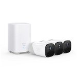 Kit supraveghere video eufyCam 2 Security wireless, HD 1080p, IP67, Nightvision, 3 camere video, 1