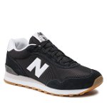 New Balance, Pantofi sport cu detalii de piele intoarsa 515, Negru/Alb, 9.5