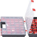 Organizator cutie tip valiza, dublu Kistenberg, 39.9x10x30.3 cm, negru/rosu, Prosperplast