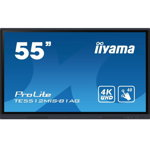 Ecran profesional IPS iiyama ProLite 55inch TE5512MIS-B3AG, UHD (3840 x 2160), VGA, HDMI, Boxe, Touchscreen (Negru), iiyama