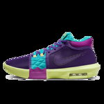Nike, Pantofi cu amortizare pentru baschet LeBron Witness 8, Verde, Galben, Violet, 9