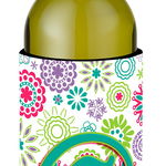 Caroline`s Treasures Litera Z Flori roz Teal verde inițială de vin sticla de băuturi Izolator Hugger Wine Bottle, 