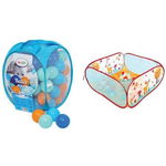 Set spatiu de joaca cu bile Ludi, 90 x 90 x 40 cm, 120 bile, PVC/poliester, pliabil, 6 luni+, Multicolor