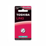 Baterie TOSHIBA LR43 1.5V alcalina Blister 1buc echivalent 186 GP186 V12GA AG12 L1142, TOSHIBA