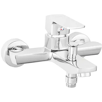 Baterie perete cada/dus Ferro Alba VerdeLine BLB1VL, 10 bar presiune maxima, 150 ± 20 mm distanta intre racorduri, crom, fara accesorii, Ferro