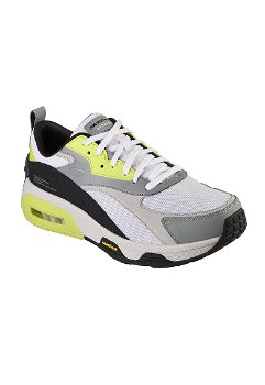 Skechers, Pantofi sport cu insertii de piele Skech-Air Extreme 2, Alb, Verde lime, Negru, 40