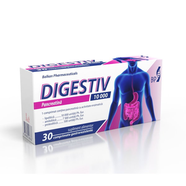 Digestiv (Pancreatină 10000), 30 comp., Balkan