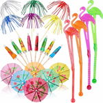 Set de 90 decoratiuni de petrecere Patelai, flamingo, plastic/hartie/folie, multicolor